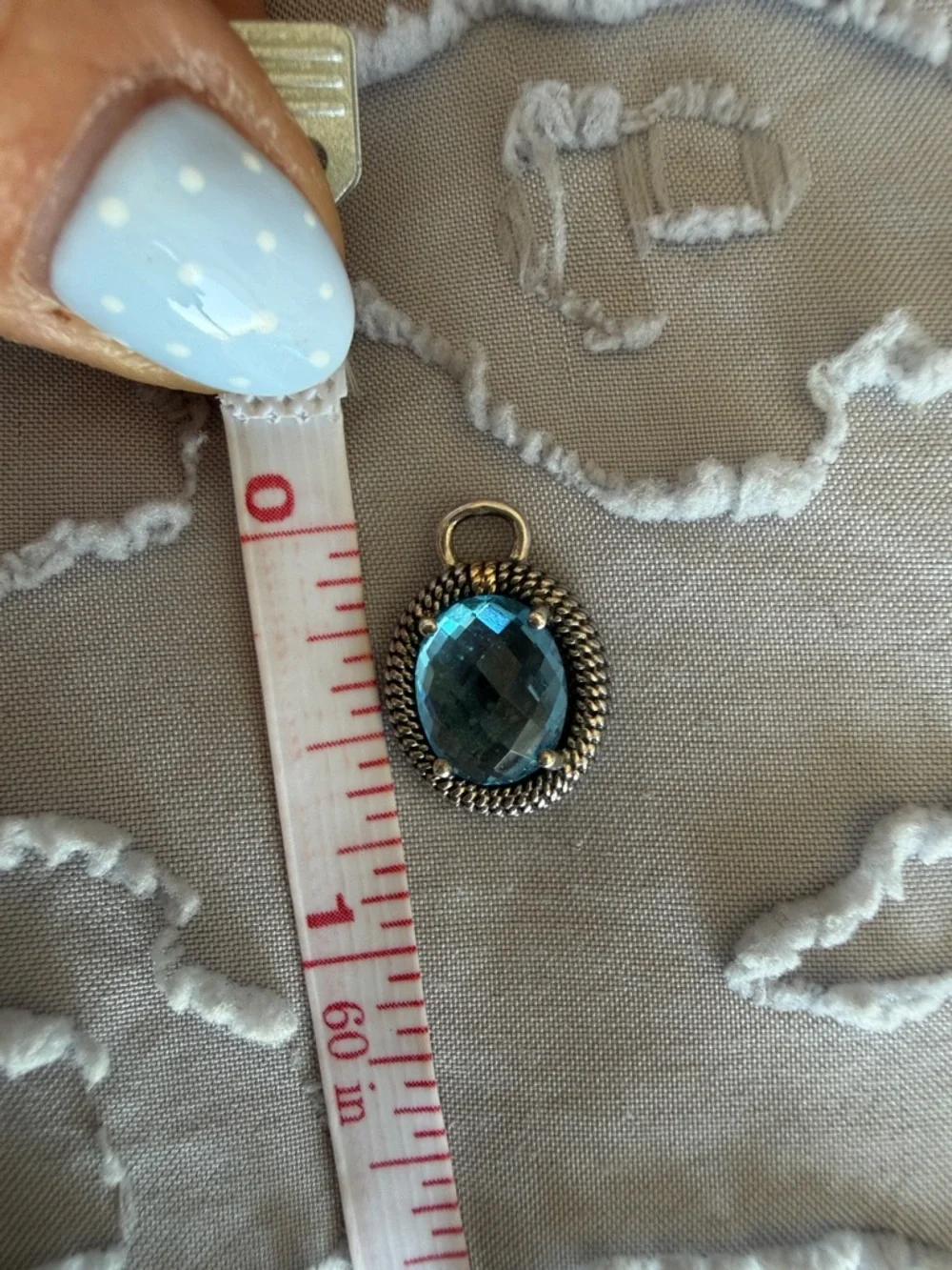 Blue Topaz Vintage M/C 925 Sterling Silver 14K Gold Statement Gemstone Pendant